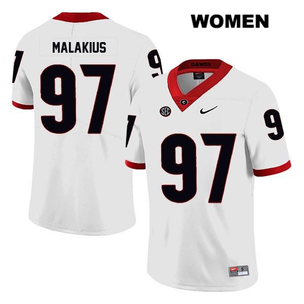 Georgia Bulldogs Women's Tyler Malakius #97 NCAA Legend Authentic White Nike Stitched College Football Jersey PUN0456KA